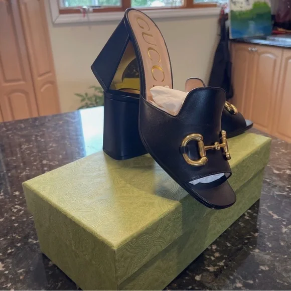 Gucci Black and Gold Women's Mules - Picture 6 of 7